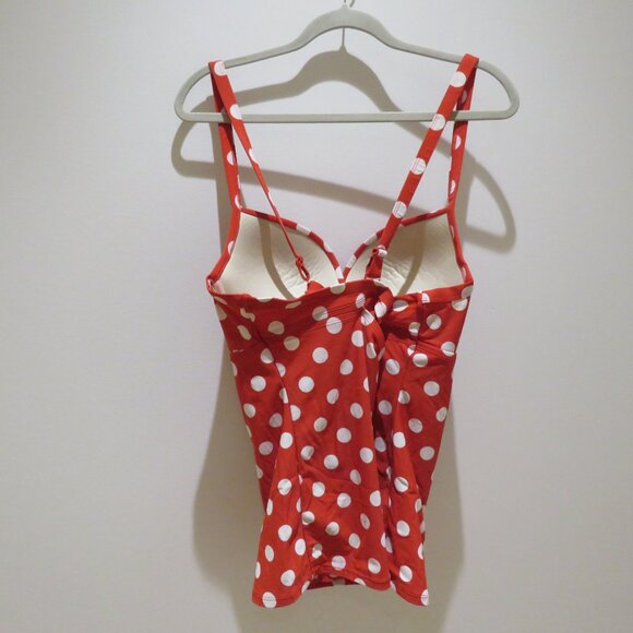TORRID Red Polka Dot Cleavage Enhancer Tankini Swim Top Retro Pinup - Size 2X - Picture 8 of 13